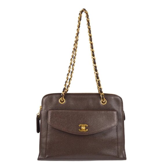 Chanel Brown Calfskin Shoulder Bag - Picture 1 of 7